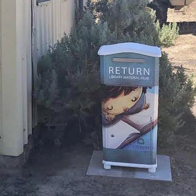 Free-standing book return at Alderdale