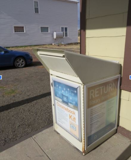 Free-standing book return at Bickleton Post Office