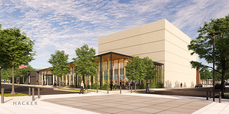 Architects' rendering of new Washougal Community Library building exterior