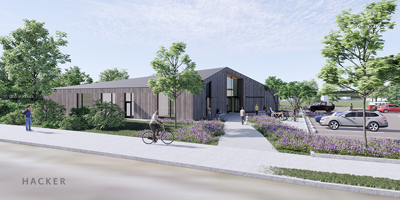 Architects' rendering of new Woodland Community Library building exterior