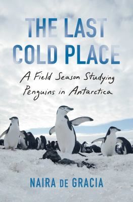 Penguins march across an icy landscape. 