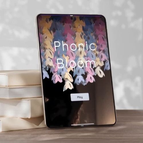 Photo of table with Phonic Bloom app playing