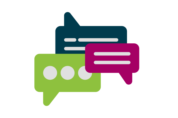 icon of colorful speech boxes, representing community conversations