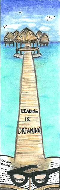 Winning grade 4-5 bookmark 2020: Reading is Dreaming by Sohini M.