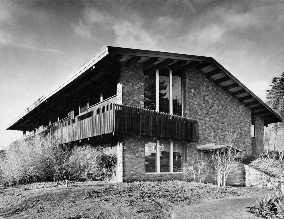 Black-and-white photo of Stevenson/Skamania County branch library, circa 1967