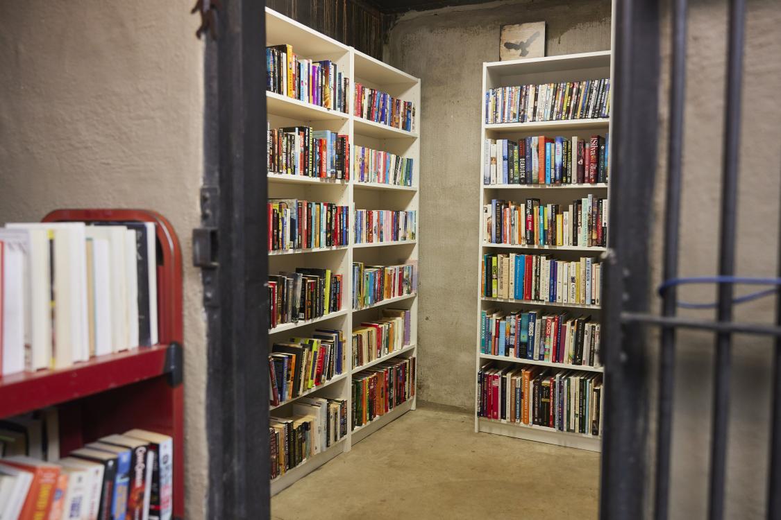 Photo of Bigfoot Book Store, inside a jail cell in what is now Yacolt Library Express